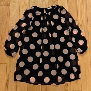 Black and pink polka dot LS dress size XL